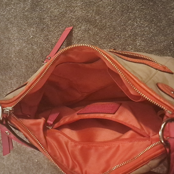 Authentic Coach leather large purse tan leather with pink and red accents! - Picture 3 of 12